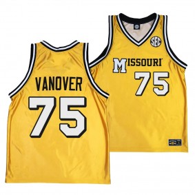 Missouri Tigers Connor Vanover Alternate Basketball Throwback Legacy uniform Gold #75 Jersey