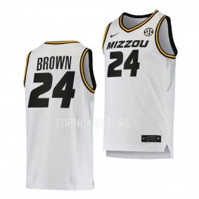 Missouri Tigers Kobe Brown Home Basketball 2022-23 Jersey White